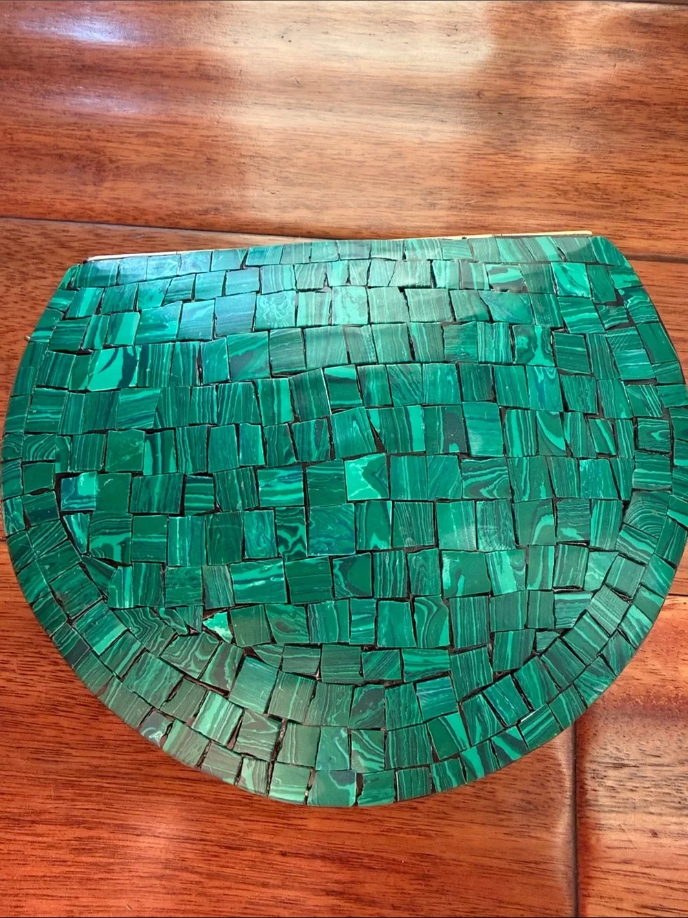 Ramla Green Mosaic Clutch with Gold Hamsa Accent Moroccan